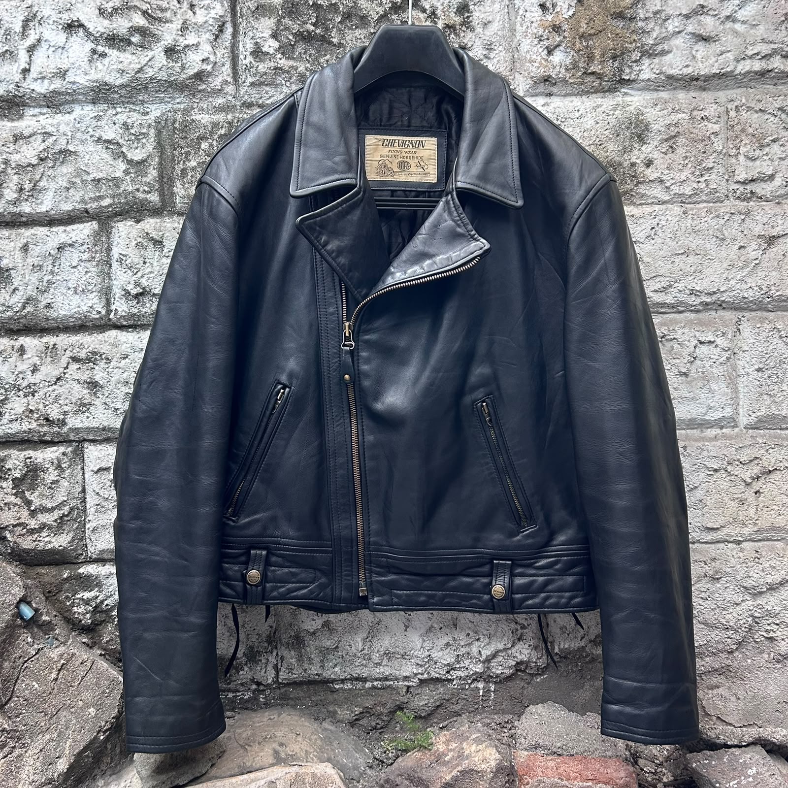 HORSEHIDE LEATHER JACKET POLICE / Pit to Pit 55Cm, Lenght 60Cm - Thumbnail Video